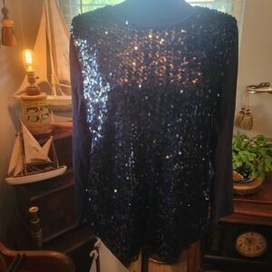 J. Crew Midnight Black Sequin Blouse